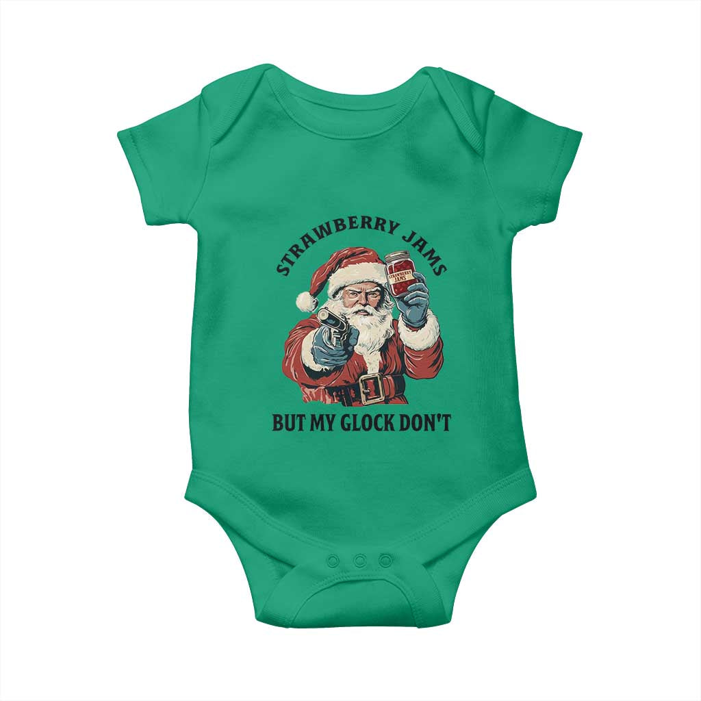 Funny Santa Gun Christmas Baby Onesie Strawberry Jams But My Gun Do Not TS14 Irish Green Print Your Wear