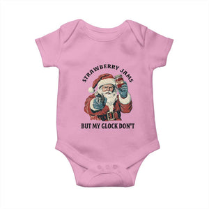 Funny Santa Gun Christmas Baby Onesie Strawberry Jams But My Gun Do Not TS14 Light Pink Print Your Wear