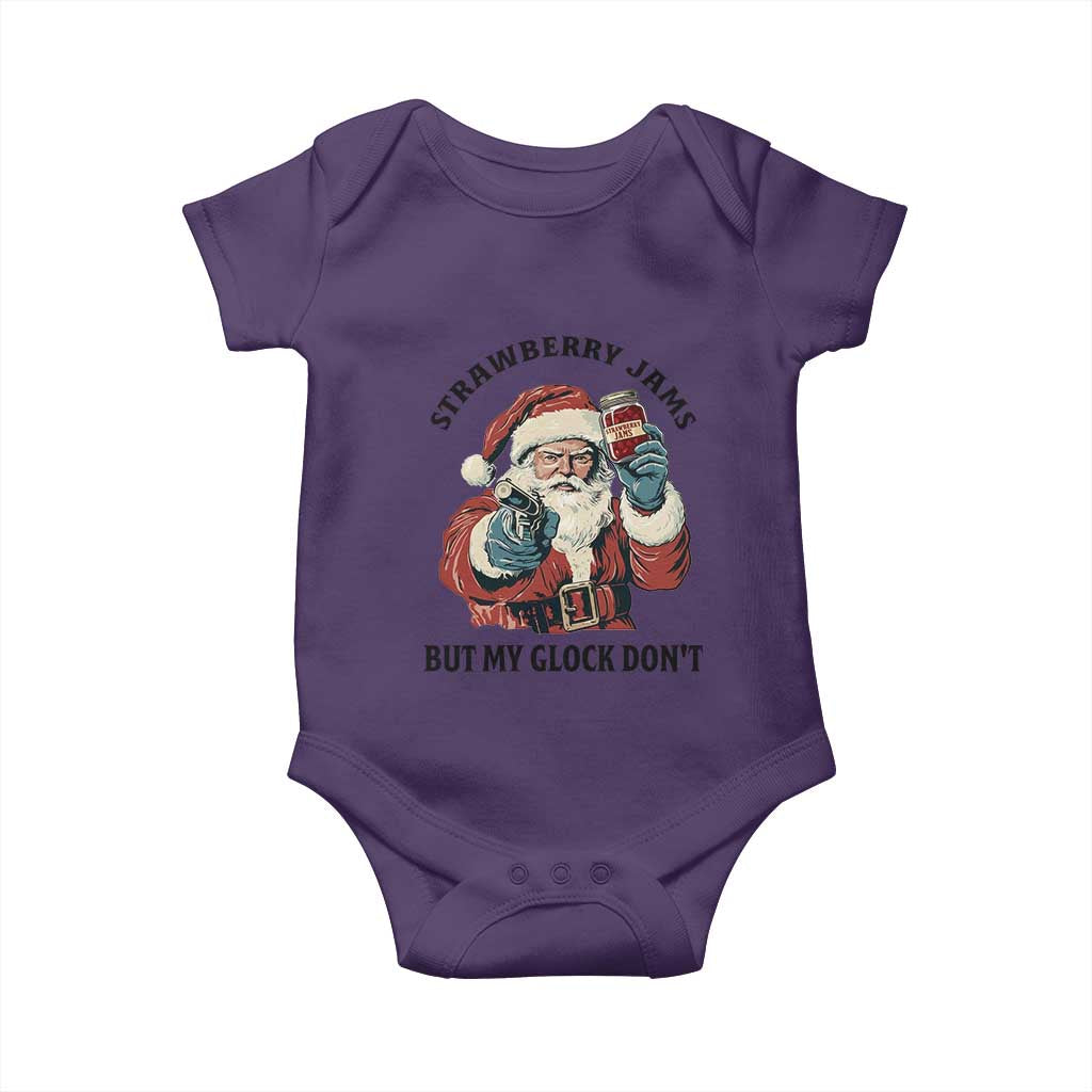 Funny Santa Gun Christmas Baby Onesie Strawberry Jams But My Gun Do Not TS14 Purple Print Your Wear