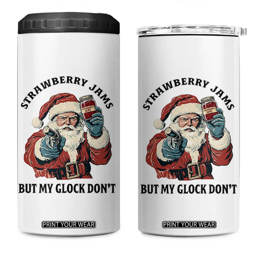 Funny Santa Gun Christmas 4 in 1 Can Cooler Tumbler Strawberry Jams But My Gun Do Not TS14 One Size: 16 oz White Print Your Wear