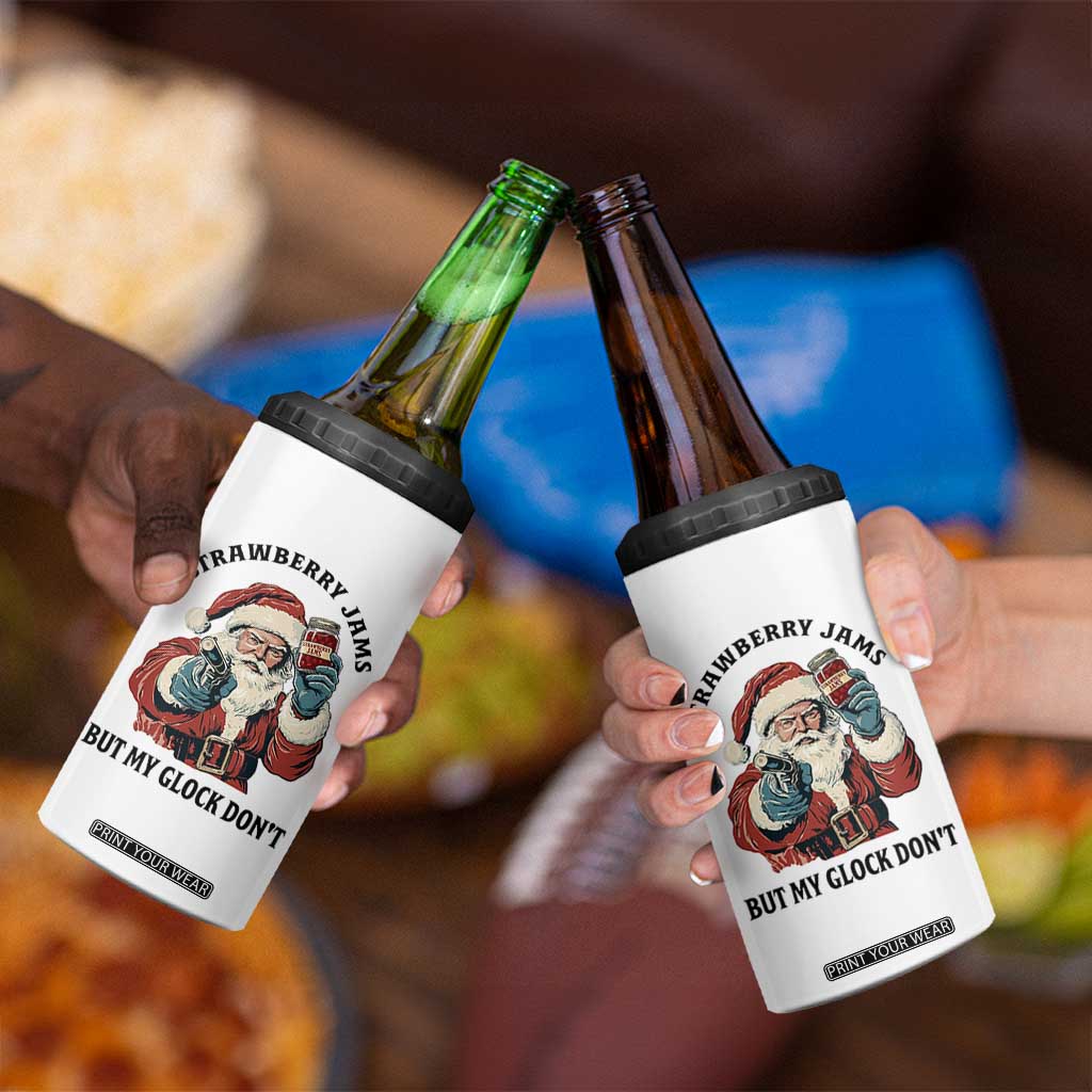 Funny Santa Gun Christmas 4 in 1 Can Cooler Tumbler Strawberry Jams But My Gun Do Not TS14 Print Your Wear