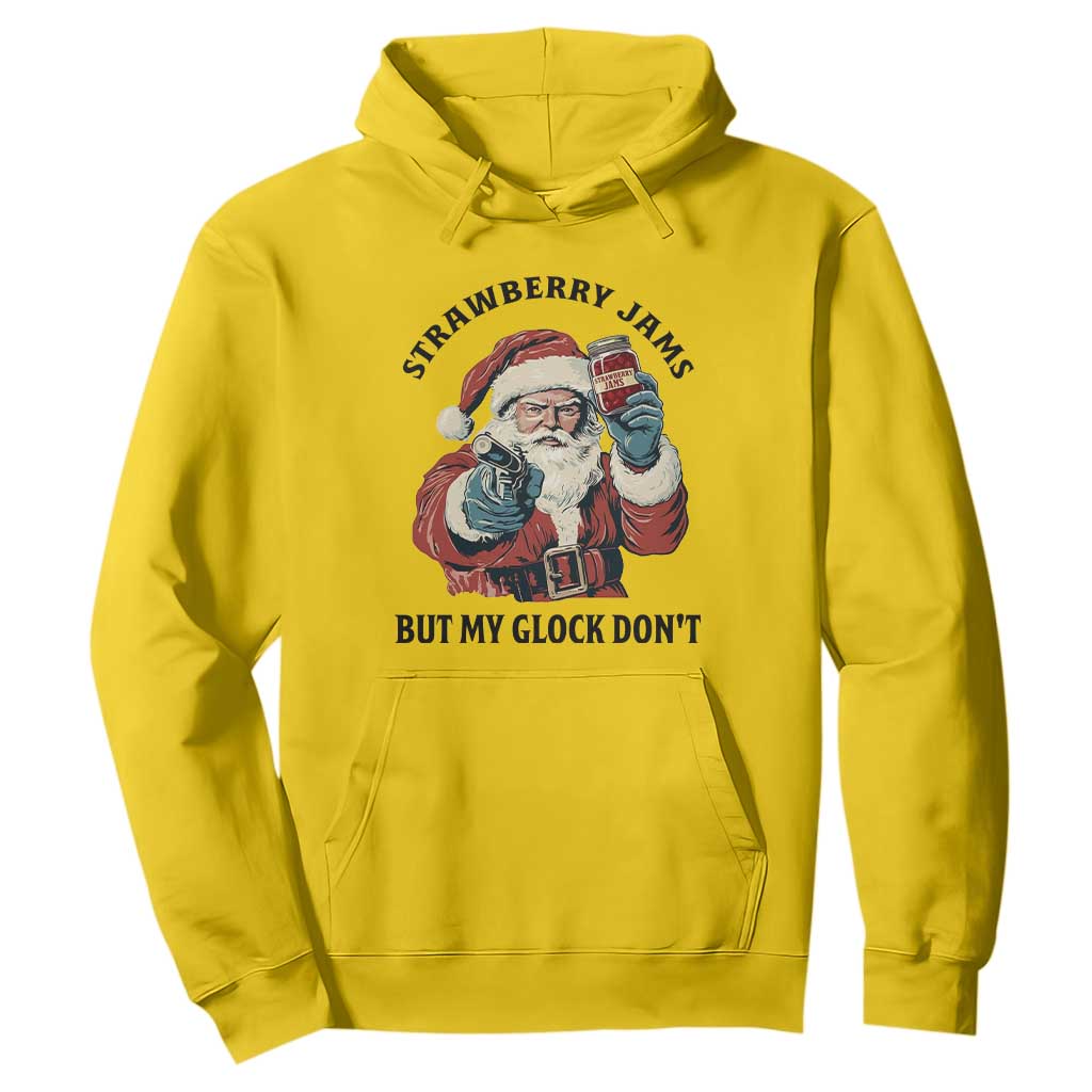 Funny Santa Gun Christmas Hoodie Strawberry Jams But My Gun Do Not TS14 Daisy Print Your Wear