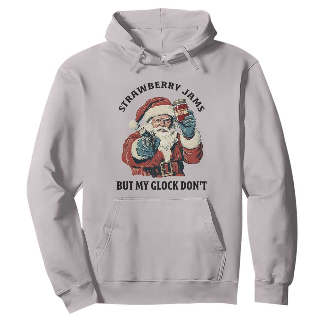 Funny Santa Gun Christmas Hoodie Strawberry Jams But My Gun Do Not TS14 Ice Gray Print Your Wear