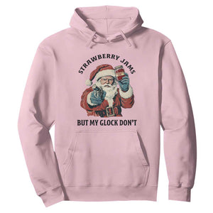 Funny Santa Gun Christmas Hoodie Strawberry Jams But My Gun Do Not TS14 Light Pink Print Your Wear