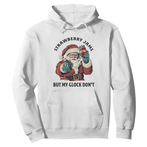 Funny Santa Gun Christmas Hoodie Strawberry Jams But My Gun Do Not TS14 White Print Your Wear