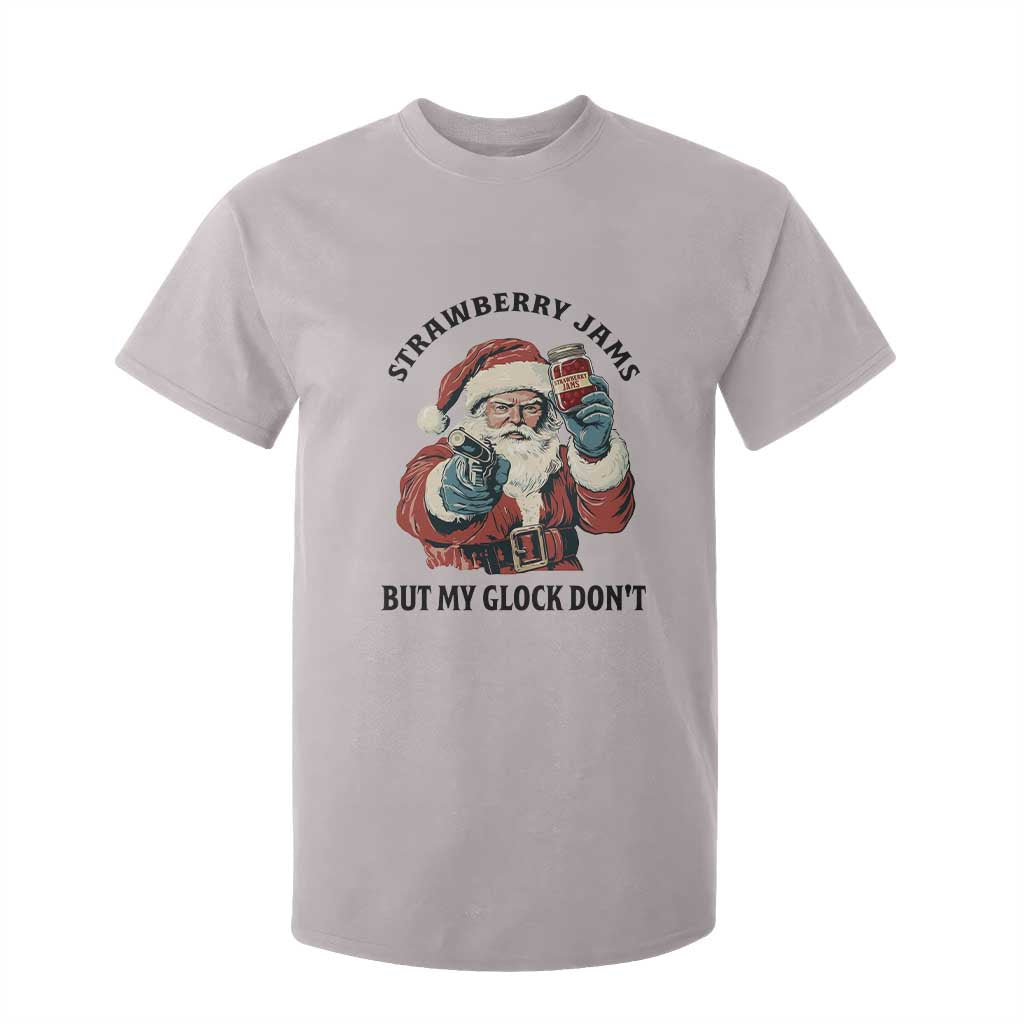 Funny Santa Gun Christmas T Shirt For Kid Strawberry Jams But My Gun Do Not TS14 Ice Gray Print Your Wear