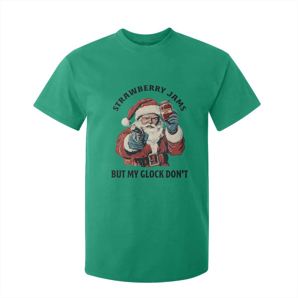 Funny Santa Gun Christmas T Shirt For Kid Strawberry Jams But My Gun Do Not TS14 Irish Green Print Your Wear