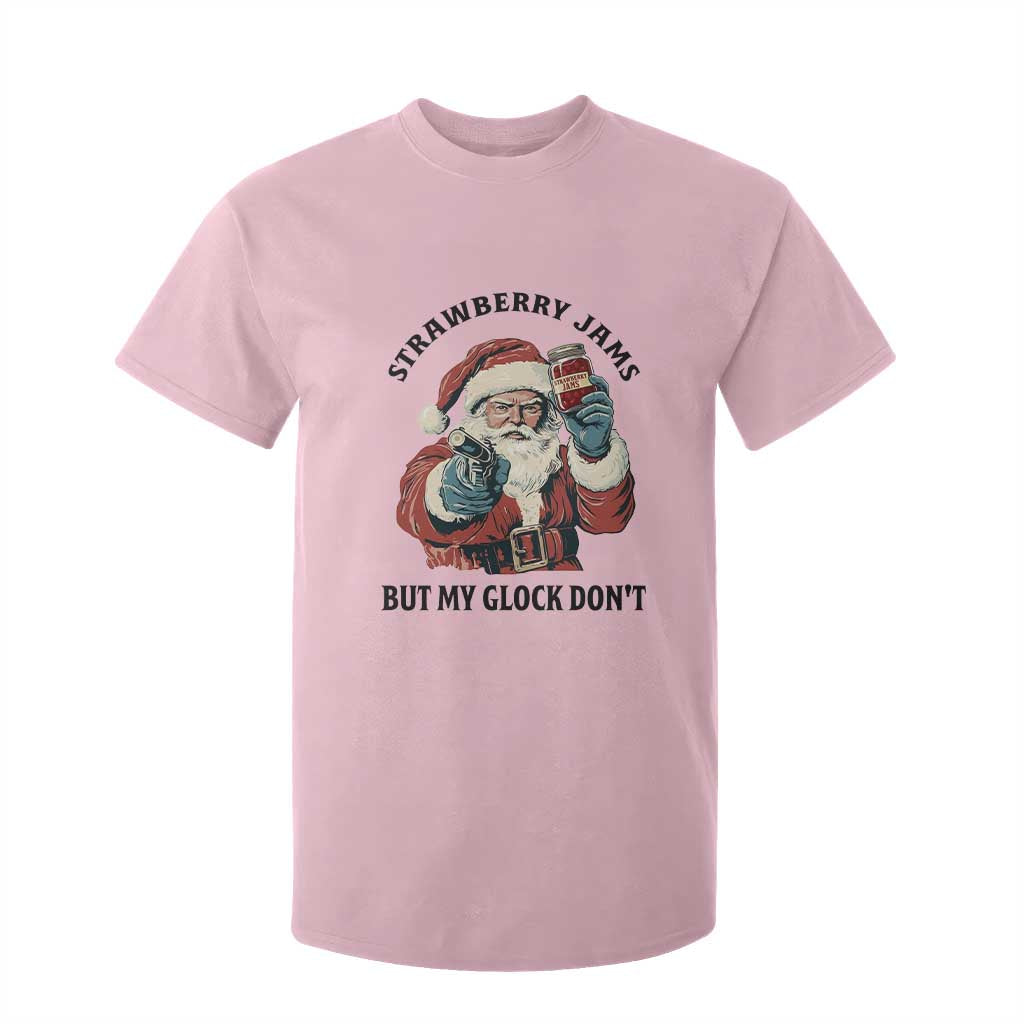 Funny Santa Gun Christmas T Shirt For Kid Strawberry Jams But My Gun Do Not TS14 Light Pink Print Your Wear