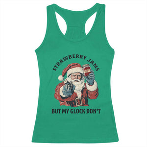 Funny Santa Gun Christmas Racerback Tank Top Strawberry Jams But My Gun Do Not TS14 Irish Green Print Your Wear