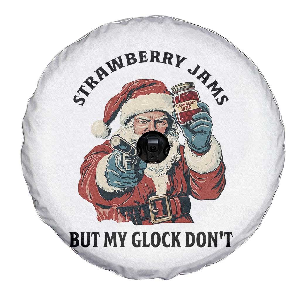 Funny Santa Gun Christmas Spare Tire Cover Strawberry Jams But My Gun Do Not TS14 Print Your Wear