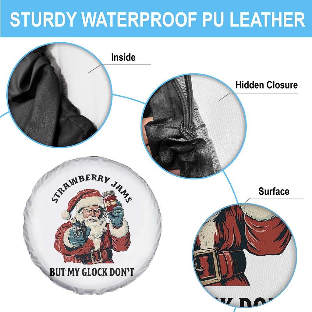 Funny Santa Gun Christmas Spare Tire Cover Strawberry Jams But My Gun Do Not TS14 Print Your Wear