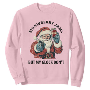 Funny Santa Gun Christmas Sweatshirt Strawberry Jams But My Gun Do Not TS14 Light Pink Print Your Wear