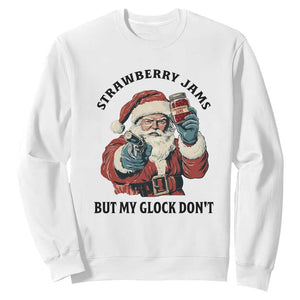 Funny Santa Gun Christmas Sweatshirt Strawberry Jams But My Gun Do Not TS14 White Print Your Wear