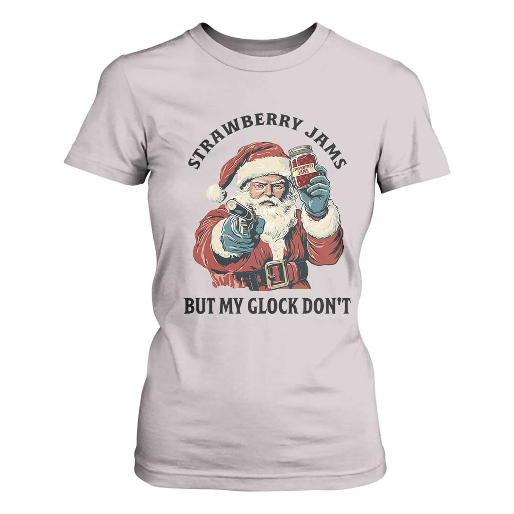 Funny Santa Gun Christmas T Shirt For Women Strawberry Jams But My Gun Do Not TS14 Ice Gray Print Your Wear