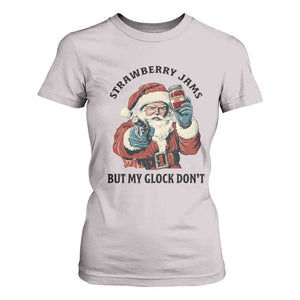 Funny Santa Gun Christmas T Shirt For Women Strawberry Jams But My Gun Do Not TS14 Ice Gray Print Your Wear