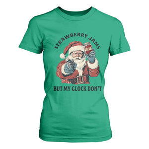 Funny Santa Gun Christmas T Shirt For Women Strawberry Jams But My Gun Do Not TS14 Irish Green Print Your Wear