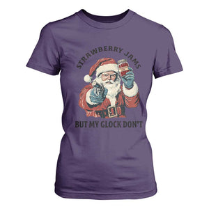 Funny Santa Gun Christmas T Shirt For Women Strawberry Jams But My Gun Do Not TS14 Purple Print Your Wear