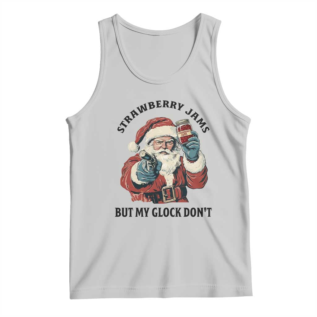 Funny Santa Gun Christmas Tank Top Strawberry Jams But My Gun Do Not TS14 Ash Print Your Wear