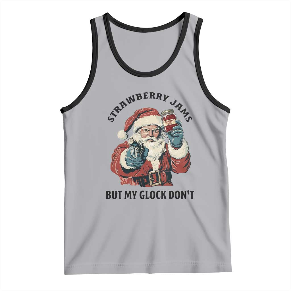 Funny Santa Gun Christmas Tank Top Strawberry Jams But My Gun Do Not TS14 Athletic Heather Black Print Your Wear