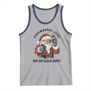 Funny Santa Gun Christmas Tank Top Strawberry Jams But My Gun Do Not TS14 Athletic Heather Navy Print Your Wear