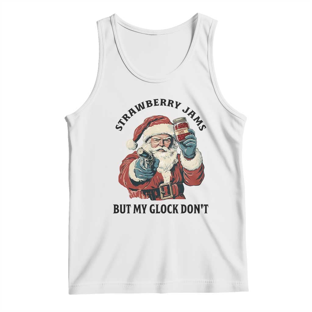 Funny Santa Gun Christmas Tank Top Strawberry Jams But My Gun Do Not TS14 White Print Your Wear