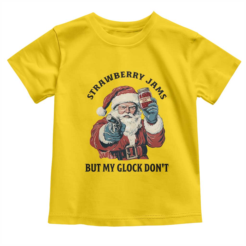Funny Santa Gun Christmas Toddler T Shirt Strawberry Jams But My Gun Do Not TS14 Daisy Print Your Wear