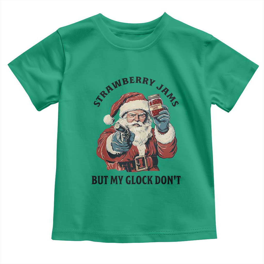 Funny Santa Gun Christmas Toddler T Shirt Strawberry Jams But My Gun Do Not TS14 Irish Green Print Your Wear
