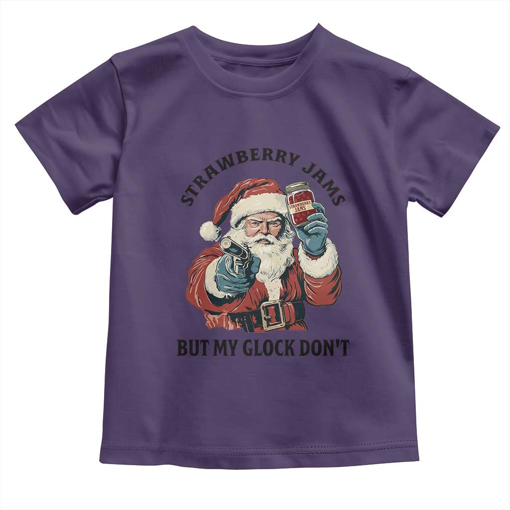 Funny Santa Gun Christmas Toddler T Shirt Strawberry Jams But My Gun Do Not TS14 Purple Print Your Wear