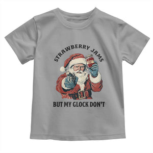 Funny Santa Gun Christmas Toddler T Shirt Strawberry Jams But My Gun Do Not TS14 Sport Gray Print Your Wear