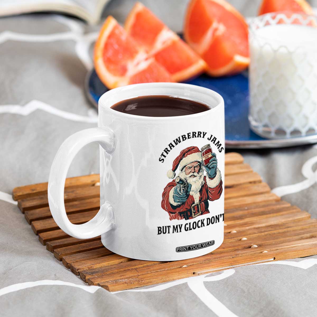 Funny Santa Gun Christmas Coffee Mug Strawberry Jams But My Gun Do Not TS14 Print Your Wear