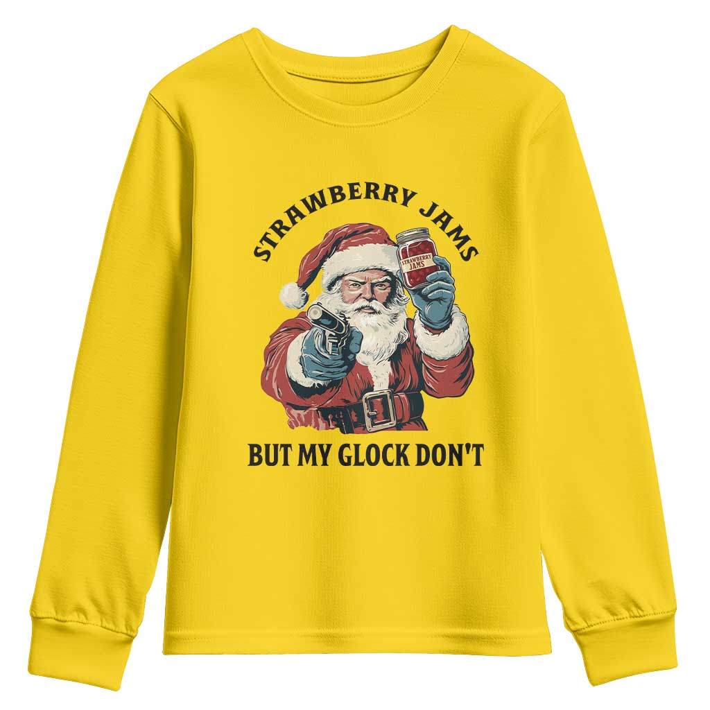 Funny Santa Gun Christmas Youth Sweatshirt Strawberry Jams But My Gun Do Not TS14 Daisy Print Your Wear