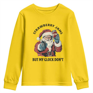 Funny Santa Gun Christmas Youth Sweatshirt Strawberry Jams But My Gun Do Not TS14 Daisy Print Your Wear