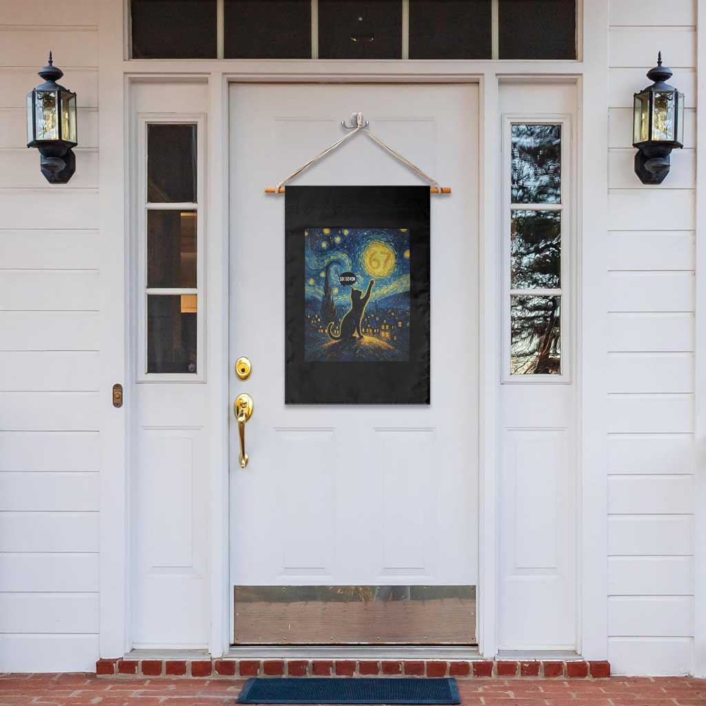 67 Cat Meme Garden Flag Funny Six Seven Cat Starry Night Van Gogh TS14 Print Your Wear