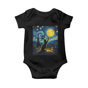 67 Cat Meme Baby Onesie Funny Six Seven Cat Starry Night Van Gogh TS14 Black Print Your Wear