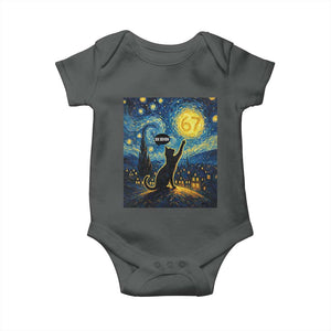 67 Cat Meme Baby Onesie Funny Six Seven Cat Starry Night Van Gogh TS14 Dark Heather Print Your Wear