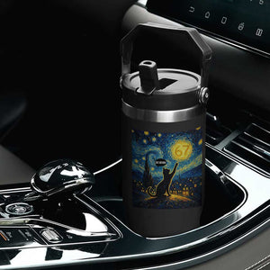 67 Cat Meme Flip Straw Tumbler Funny Six Seven Cat Starry Night Van Gogh TS14 Print Your Wear