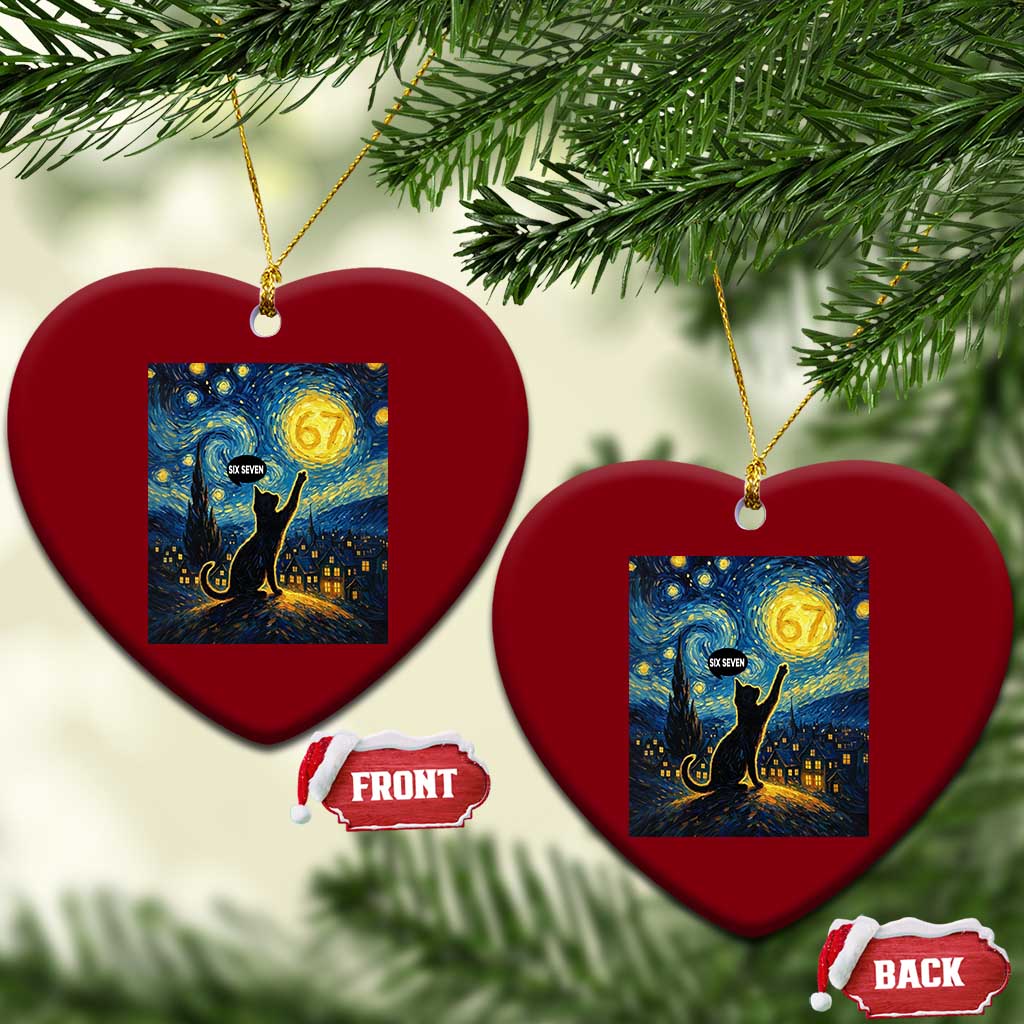 67 Cat Meme Ceramic Ornament Funny Six Seven Cat Starry Night Van Gogh TS14 Print Your Wear