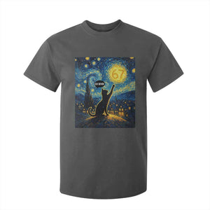 67 Cat Meme T Shirt For Kid Funny Six Seven Cat Starry Night Van Gogh TS14 Dark Heather Print Your Wear