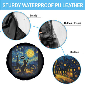 67 Cat Meme Spare Tire Cover Funny Six Seven Cat Starry Night Van Gogh TS14 Print Your Wear