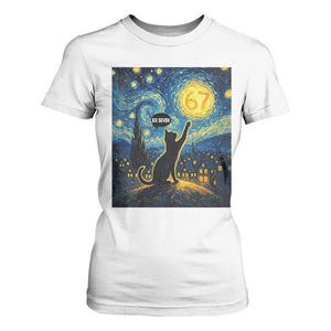 67 Cat Meme T Shirt For Women Funny Six Seven Cat Starry Night Van Gogh TS14 White Print Your Wear
