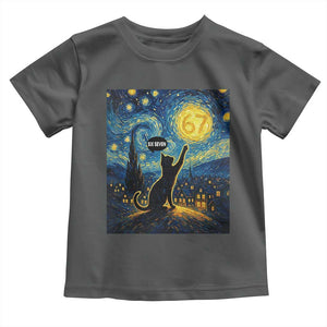 67 Cat Meme Toddler T Shirt Funny Six Seven Cat Starry Night Van Gogh TS14 Dark Heather Print Your Wear