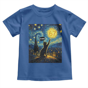 67 Cat Meme Toddler T Shirt Funny Six Seven Cat Starry Night Van Gogh TS14 Royal Blue Print Your Wear