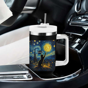 67 Cat Meme Tumbler With Handle Funny Six Seven Cat Starry Night Van Gogh TS14 Print Your Wear