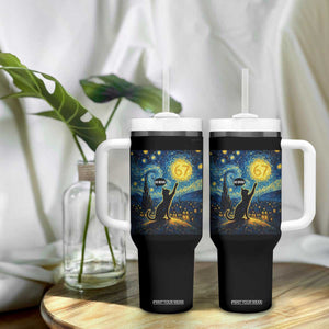 67 Cat Meme Tumbler With Handle Funny Six Seven Cat Starry Night Van Gogh TS14 Print Your Wear