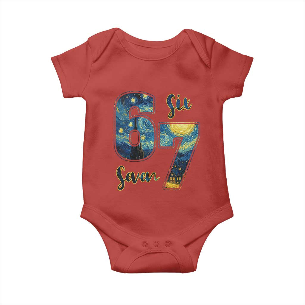 67 Six Seven Meme Baby Onesie Starry Night Van Gogh TS14 Red Print Your Wear