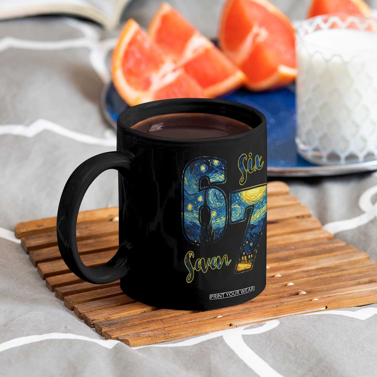 67 Six Seven Meme Coffee Mug Starry Night Van Gogh TS14 Print Your Wear