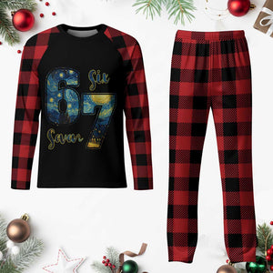 67 Six Seven Meme Plaid Pajama Set Starry Night Van Gogh TS14 Buffalo Plaid Print Your Wear