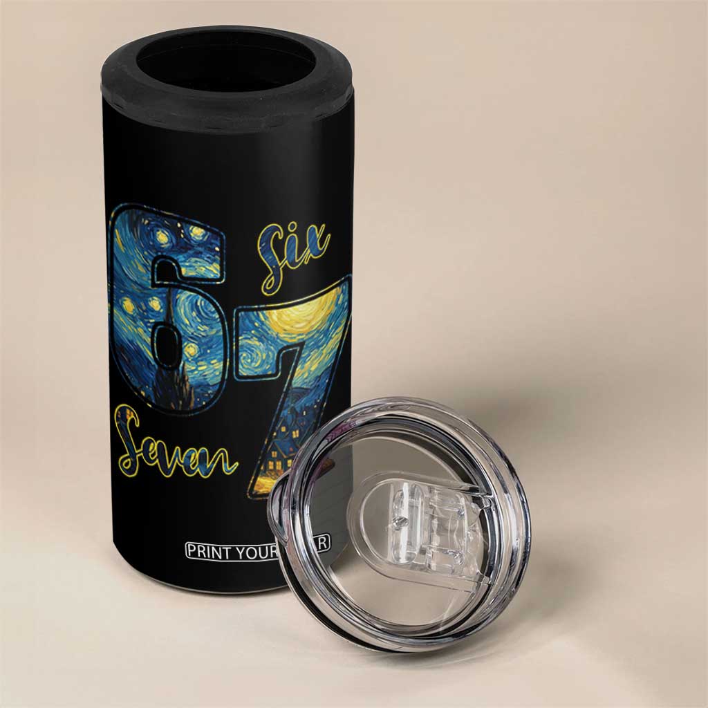 67 Six Seven Meme 4 in 1 Can Cooler Tumbler Starry Night Van Gogh TS14 Print Your Wear