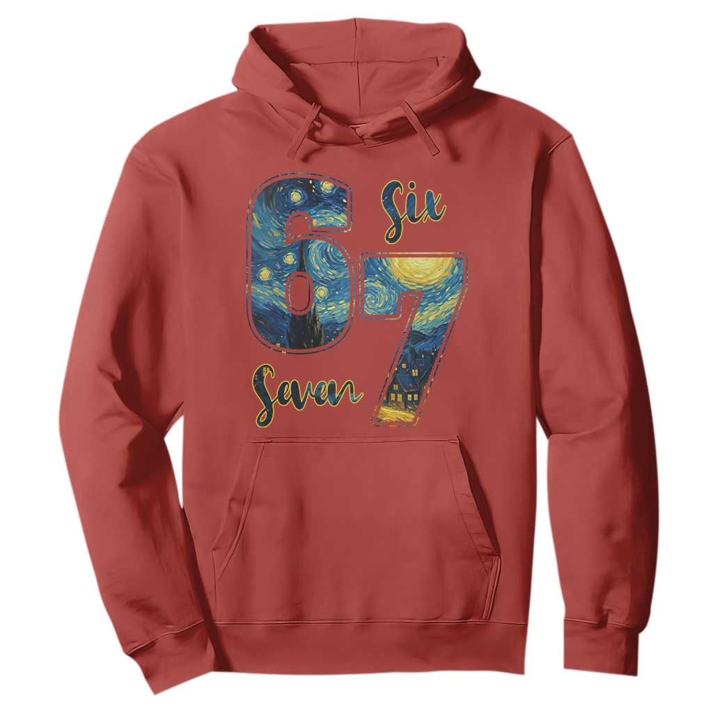 67 Six Seven Meme Hoodie Starry Night Van Gogh TS14 Red Print Your Wear