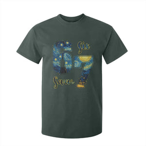 67 Six Seven Meme T Shirt For Kid Starry Night Van Gogh TS14 Dark Forest Green Print Your Wear